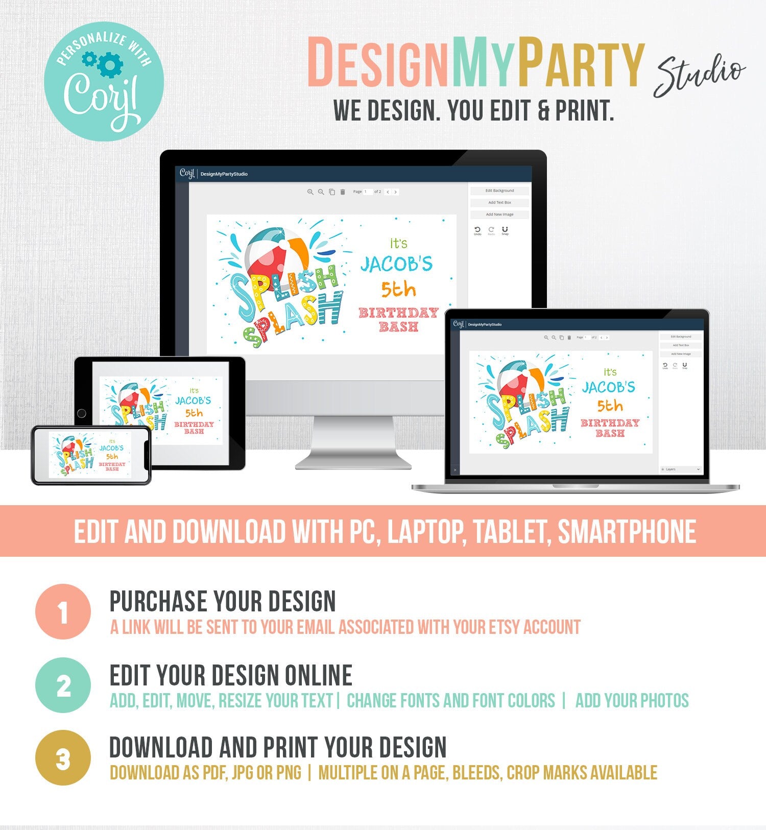 Editable Pool Party Gable Box Label Pool Birthday Bash Gift Box Labels Beach Boy Splish Splash Party Favors Download Printable Corjl 0169