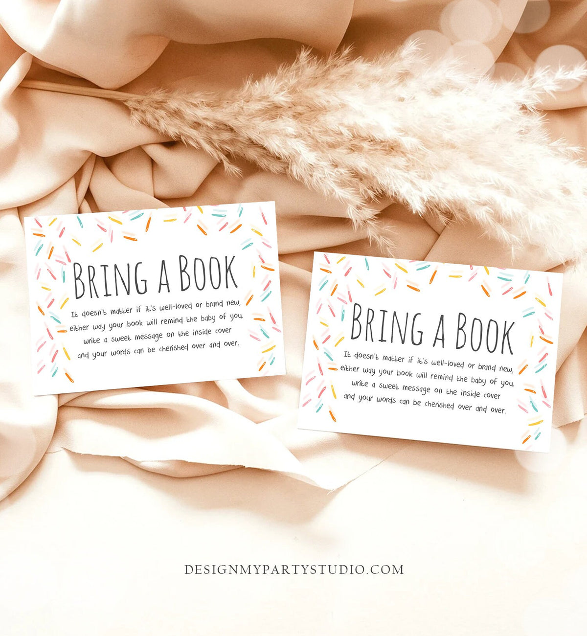 Editable Bring a Book Card Baby Sprinkle Book Insert Books for Baby Book Request Baby Shower Sprinkles Digital Template Printable 0216