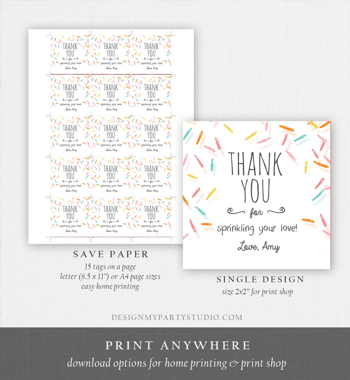 Editable Baby Sprinkle Favor Tags Baby Sprinkle Thank you Label Shower Gift Stickers Gender Neutral Confetti Template Corjl PRINTABLE 0216