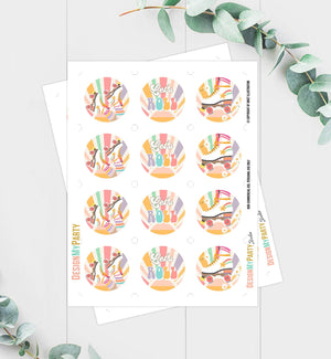 Roller Skate Cupcake Toppers Skate Birthday Favor Tags Retro Daisy Roller Rink Party Decor Rollerskating Download Digital PRINTABLE 0435