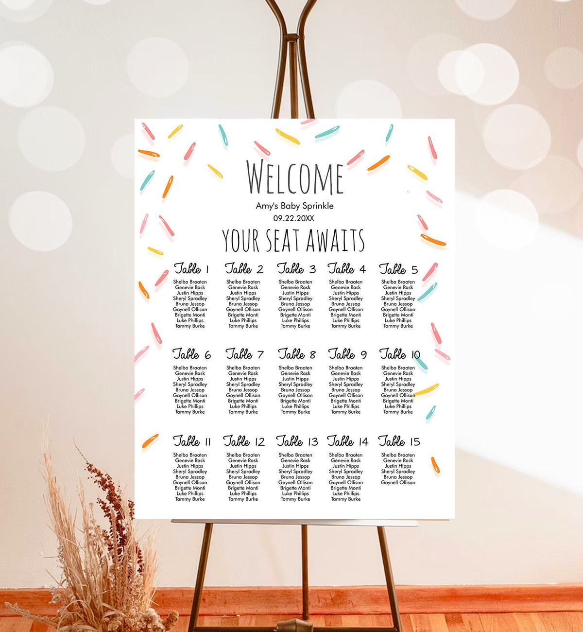 Editable Baby Sprinkle Seating Chart Template Baby Shower Seating Sign Rainbow Baby Sprinkles Instant Download Printable Corjl 0216