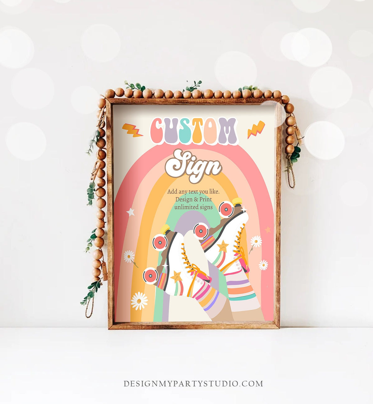 Editable Custom Sign Retro Roller Skate Birthday Party Sign Roller Skate Party Skating Roller Rink Sign 8x10 Digital Template Printable 0435