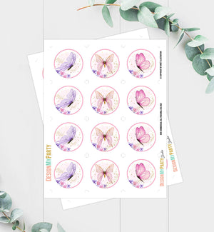 Butterfly Cupcake Toppers Favor Tags Floral Butterfly Birthday Party Decor Garden Butterfly Baby Shower Girl Download Digital PRINTABLE 0437