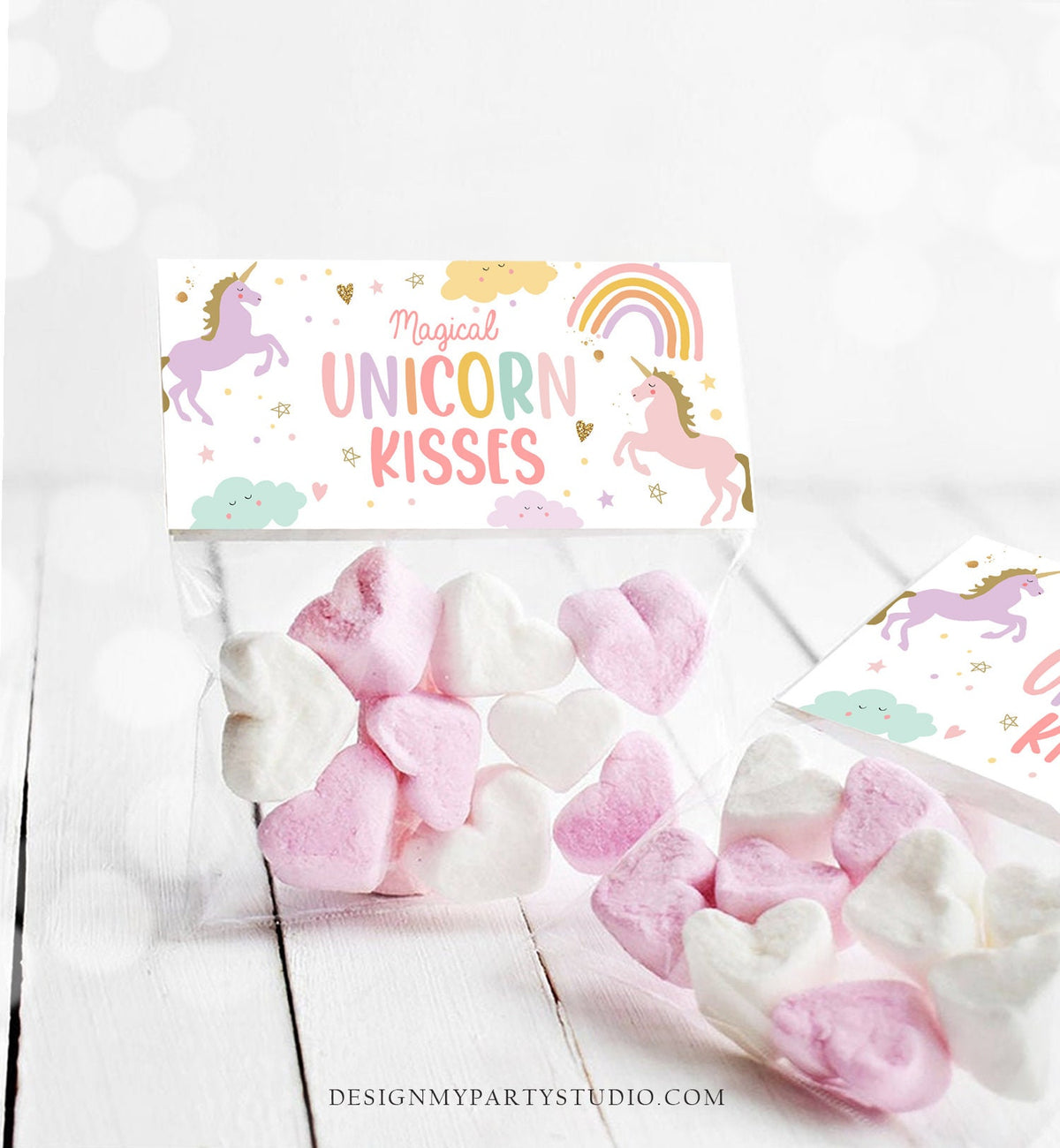 Unicorn Treat Bag Topper Birthday Party Magical Unicorn Kisses Label Unicorn Party Favors Pastel Instant Digital Download Printable 0426