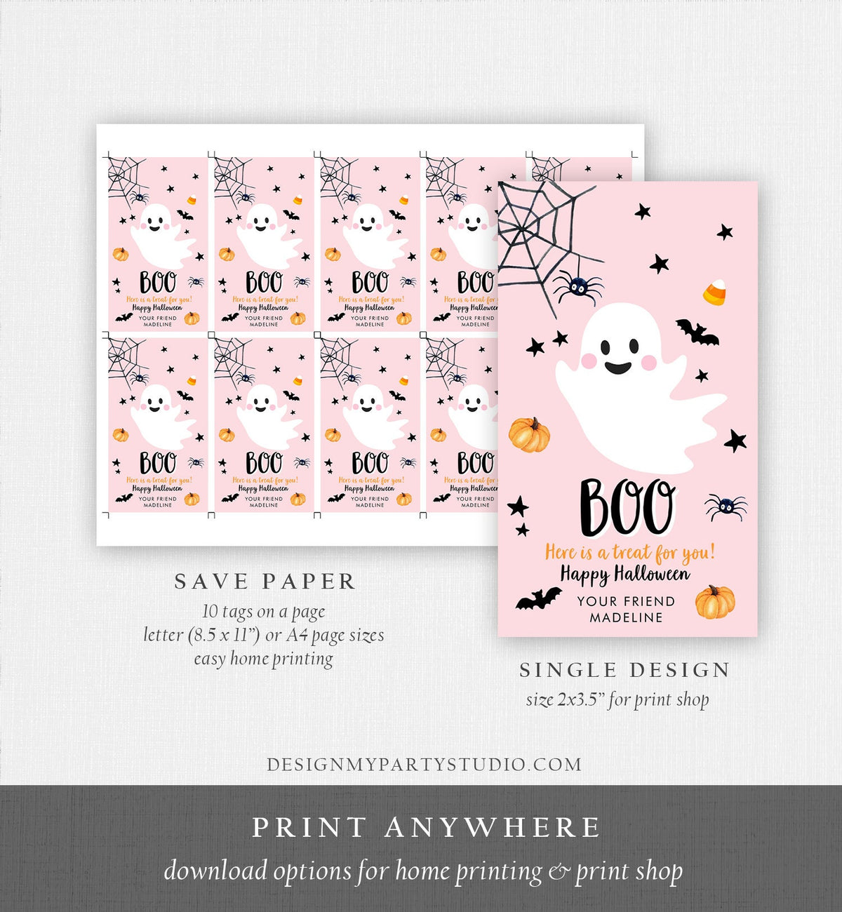 Editable Halloween Favor Tags Boo Gift Tag Costume Party Trick Or Treat Favor Tag Birthday Party Download Printable Template Corjl 0418 0261