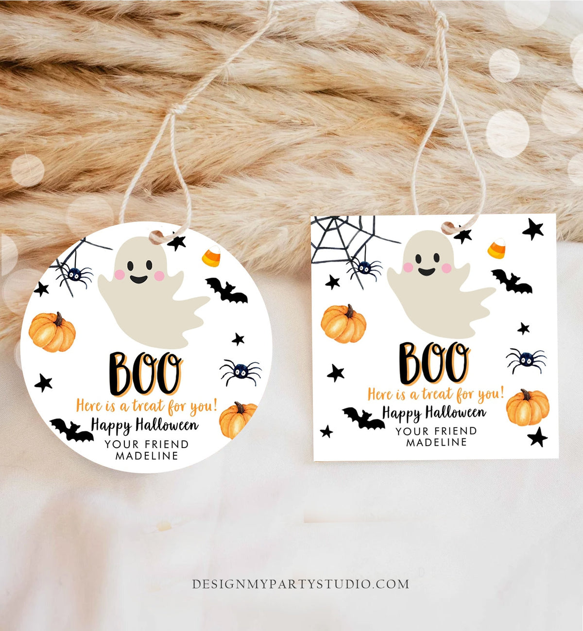 Editable Halloween Favor Tags Boo Gift Tags Costume Party Trick Or Treat Sticker Birthday Party Download Printable Template Corjl 0418 0261