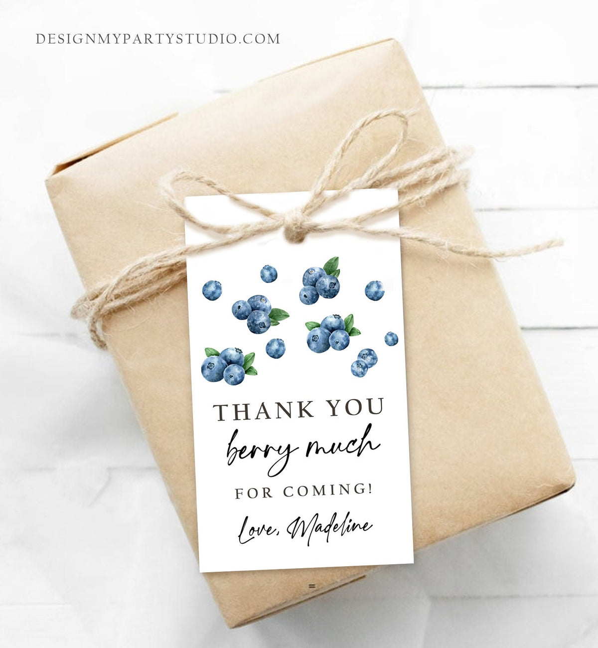 Editable Blueberry Favor Tags Berry First Birthday Blueberries Thank You Label Berry Much Tags Berry Sweet Template PRINTABLE Corjl 0399