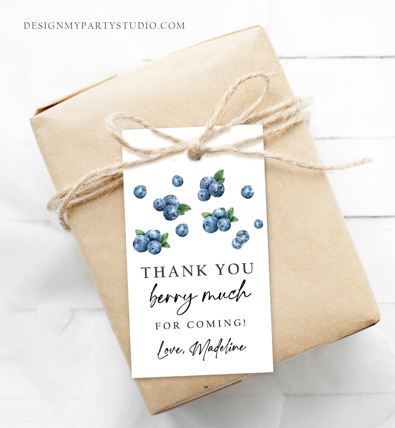 Editable Blueberry Favor Tags Berry First Birthday Blueberries Thank You Label Berry Much Tags Berry Sweet Template PRINTABLE Corjl 0399