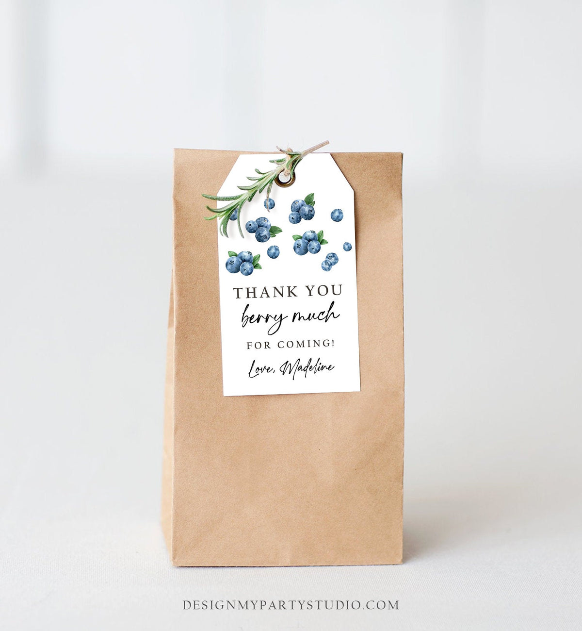 Editable Blueberry Favor Tags Berry First Birthday Blueberries Thank You Label Berry Much Tags Berry Sweet Template PRINTABLE Corjl 0399