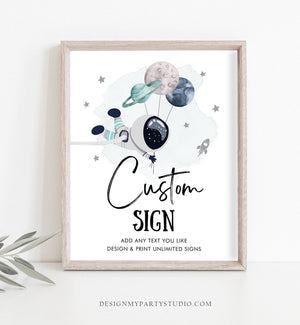 Editable Custom Sign Space Astronaut Birthday Party Outer Space Planets Galaxy Baby Showery Decor Boy 8x10 Download PRINTABLE Corjl 0366