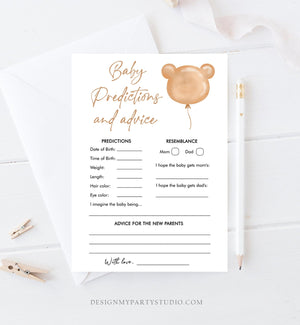 Editable Baby Predictions Baby Shower Game Advice for Parents Teddy Bear Baby Shower Boho Bearly Wait Activity Corjl Template Printable 0439
