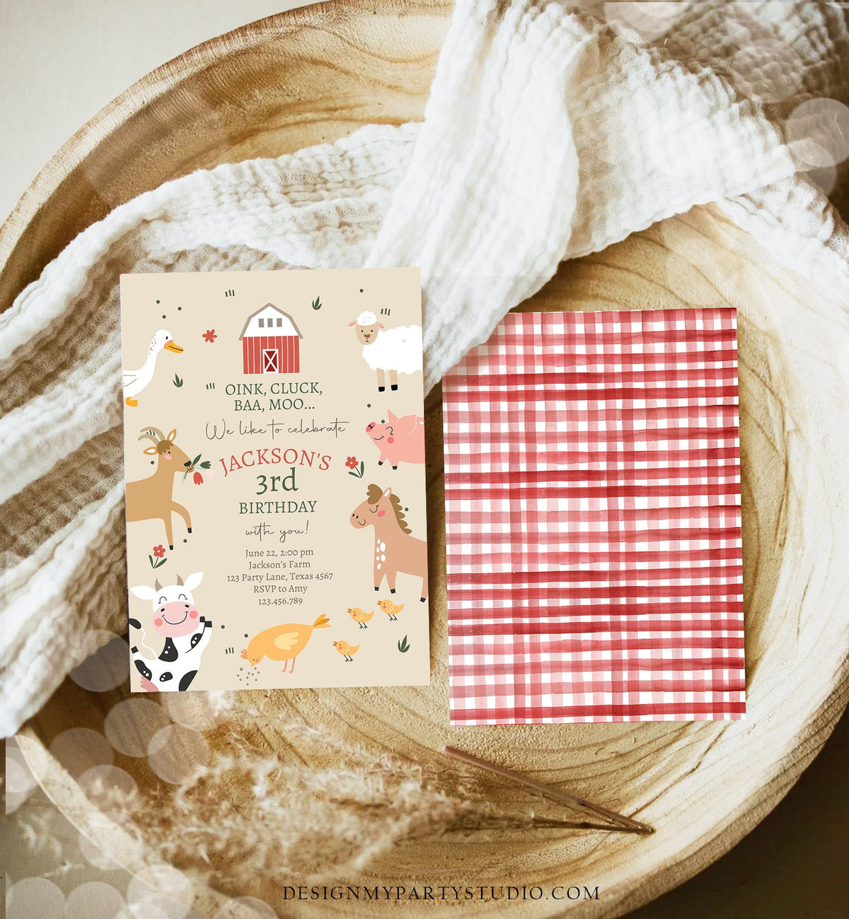 Editable Farm Animals Birthday Invitation Boy Farm Barnyard Birthday Party Animals Modern Farm Digital Download Template Printable 0436