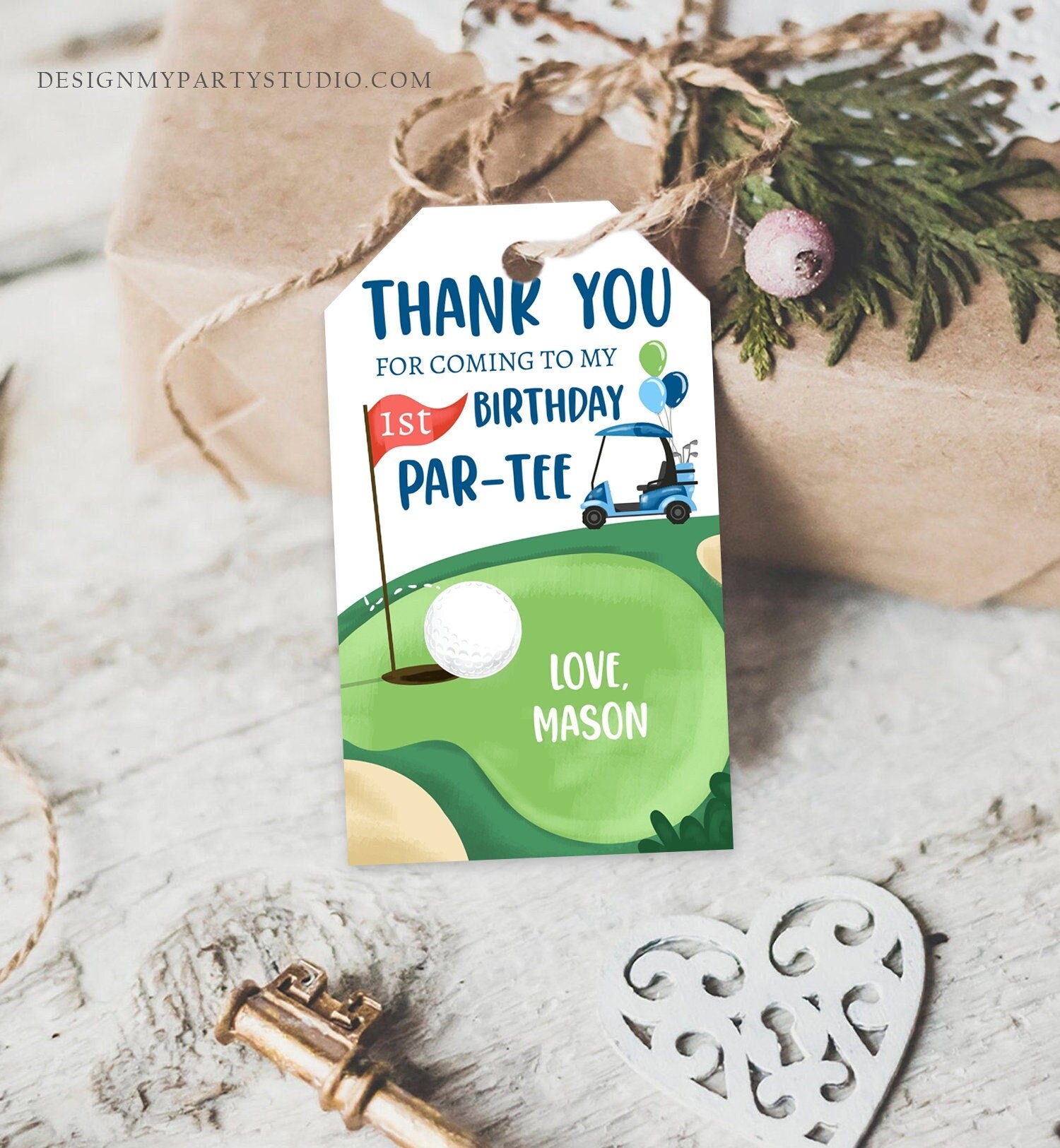Editable Golf Favor Tags Golf Thank You Par-tee Tags Golfing Birthday Hole in One 1st Birthday Boy Gift Tag Download Template Printable 0405