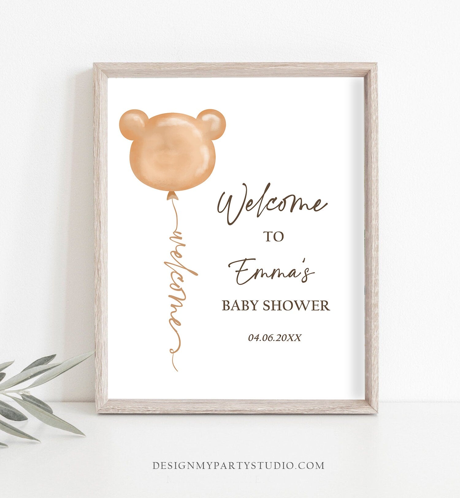 Editable Bear Baby Shower Welcome Sign Boho Teddy Bear Shower Bearly Wait Baby Shower Gender Neutral Boho Digital Template Printable 0439
