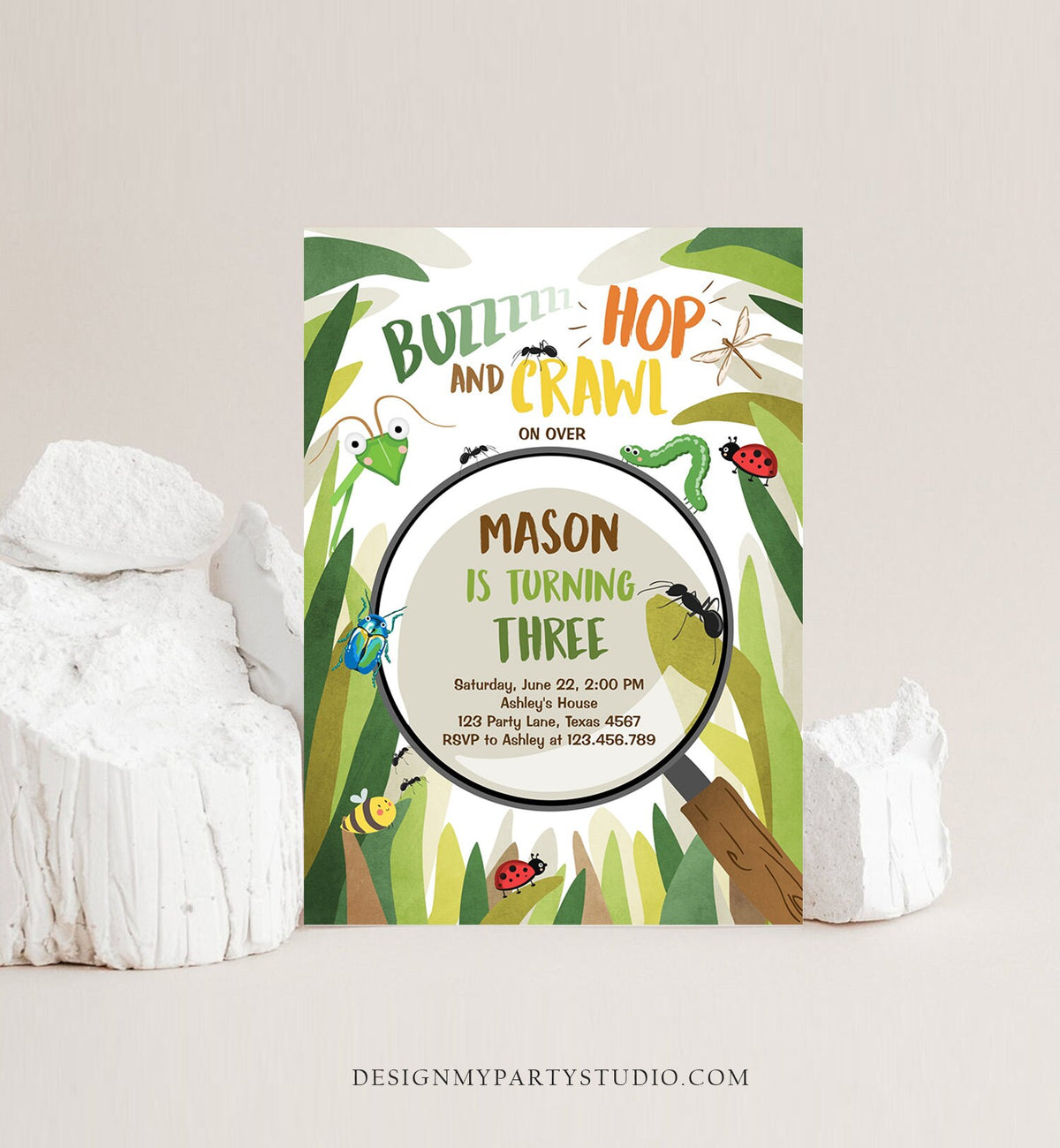 Editable Bug Birthday Invitation Insect Party Bugging Outdoor Garden Bug Hunt Bugs Boy Digital Download Evite Template Printable 0090