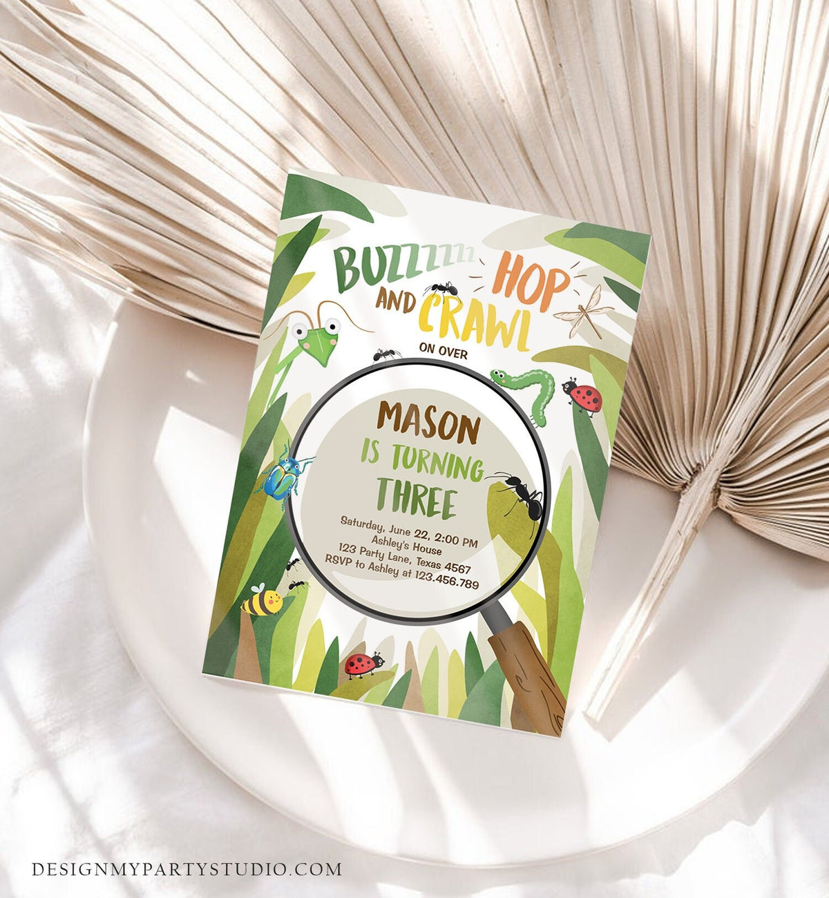 Editable Bug Birthday Invitation Insect Party Bugging Outdoor Garden Bug Hunt Bugs Boy Digital Download Evite Template Printable 0090