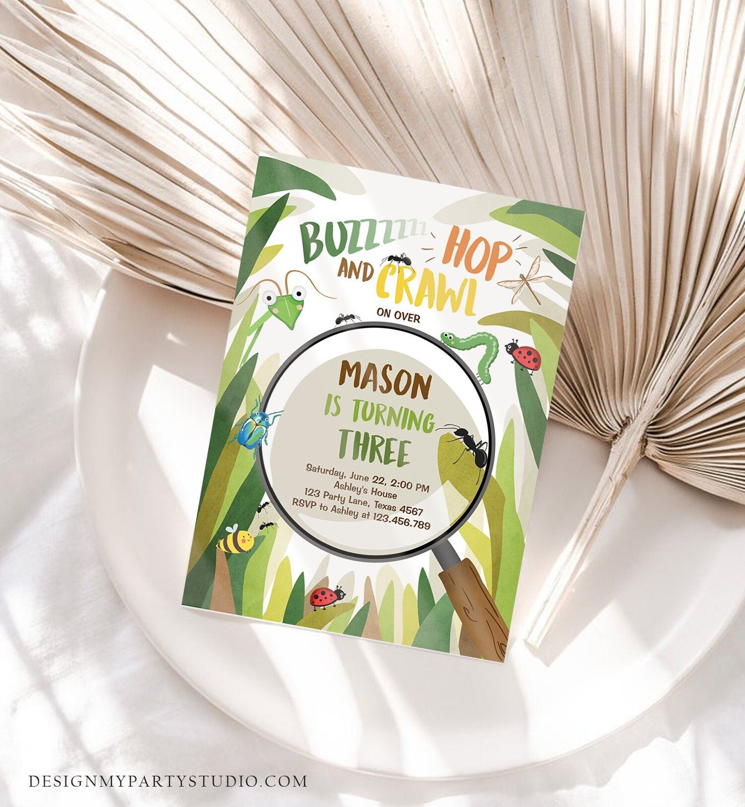 Editable Bug Birthday Invitation Insect Party Bugging Outdoor Garden Bug Hunt Bugs Boy Digital Download Evite Template Printable 0090