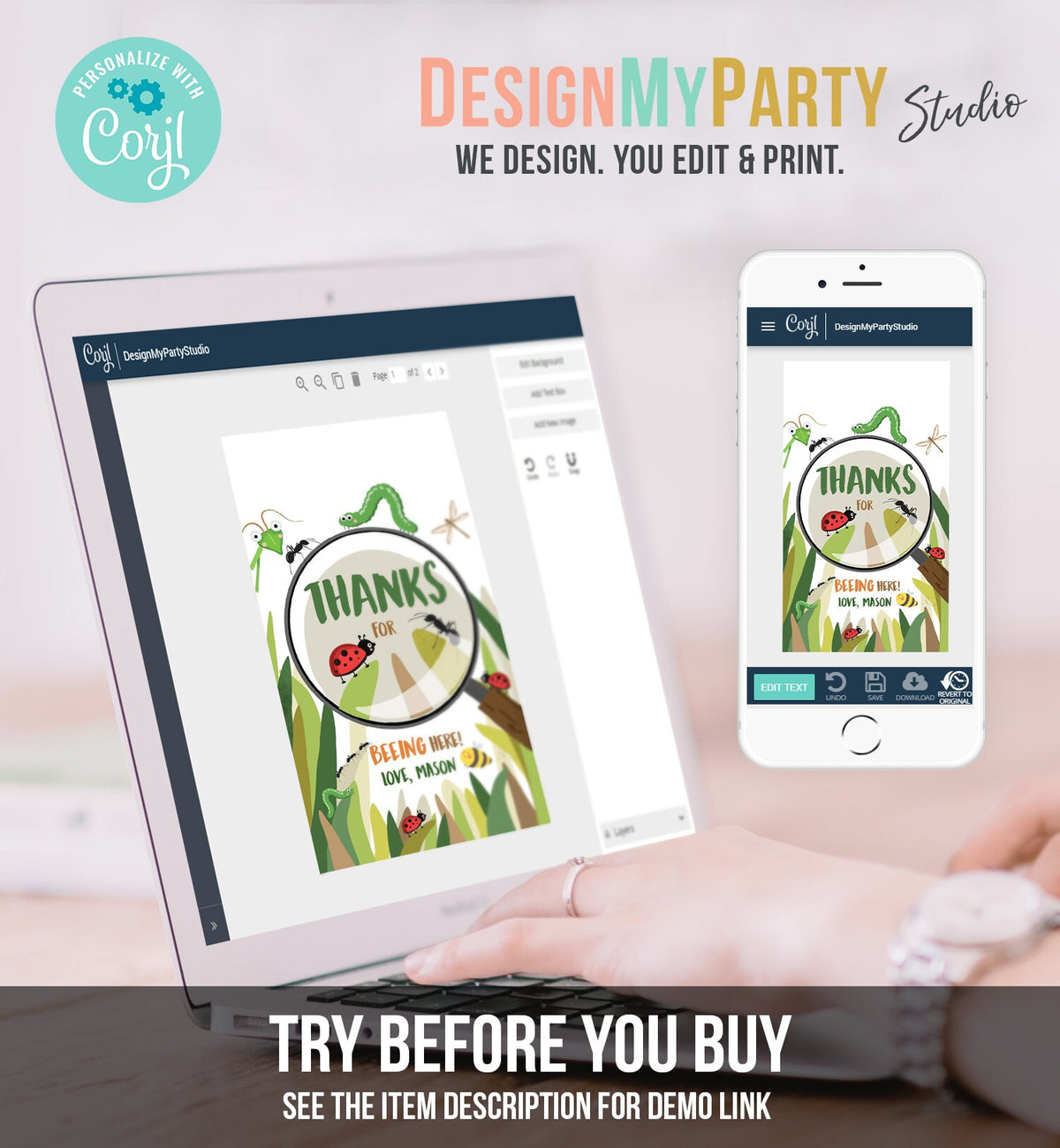 Editable Bug Favor Tags Bug Birthday Bugs Thank you tags Label Bug Party Insect Gift tags Bugging out Beeing Template PRINTABLE Corjl 0090