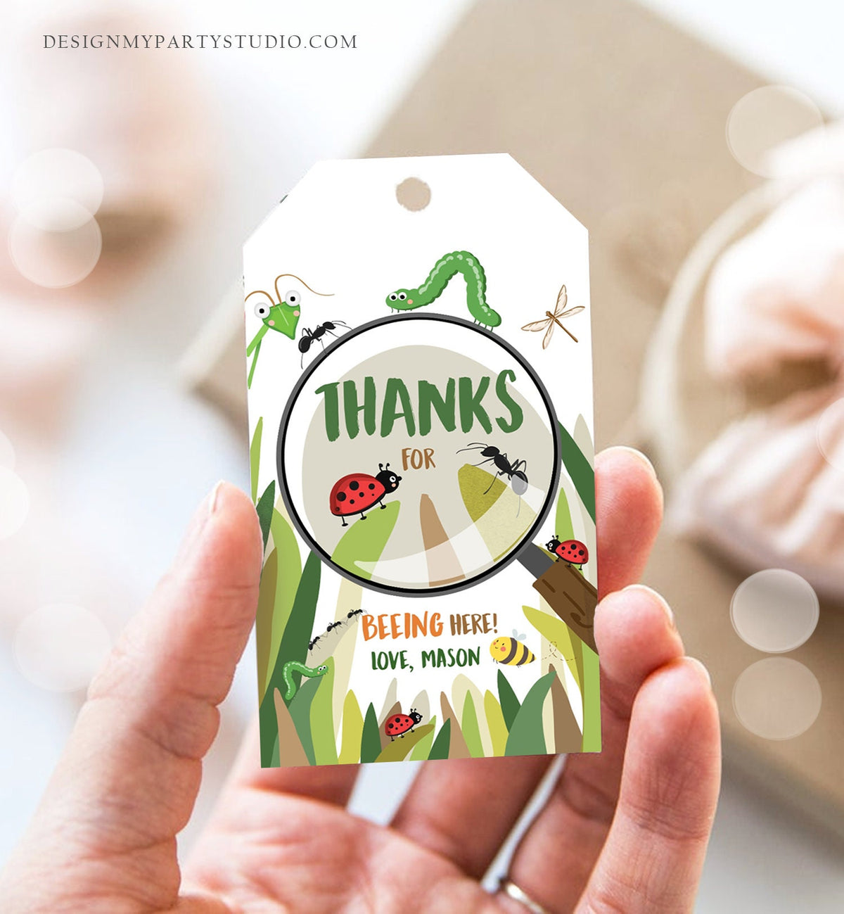 Editable Bug Favor Tags Bug Birthday Bugs Thank you tags Label Bug Party Insect Gift tags Bugging out Beeing Template PRINTABLE Corjl 0090