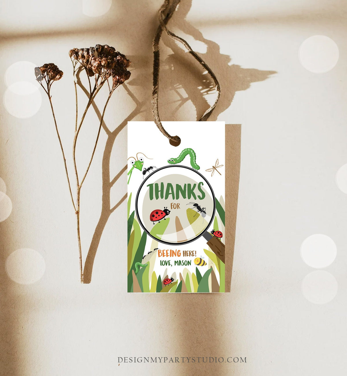 Editable Bug Favor Tags Bug Birthday Bugs Thank you tags Label Bug Party Insect Gift tags Bugging out Beeing Template PRINTABLE Corjl 0090