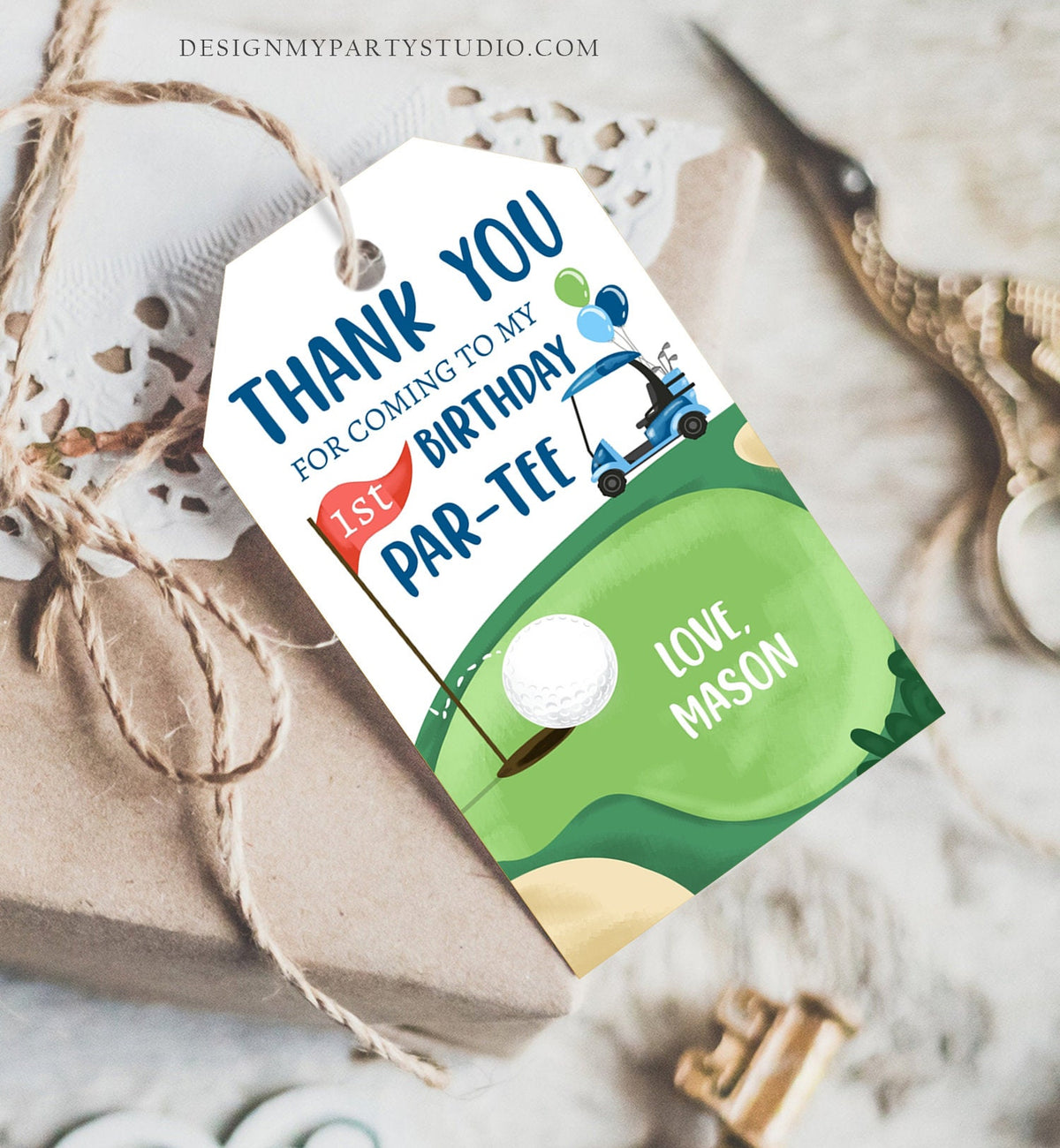 Editable Golf Favor Tags Golf Thank You Par-tee Tags Golfing Birthday Hole in One 1st Birthday Boy Gift Tag Download Template Printable 0405