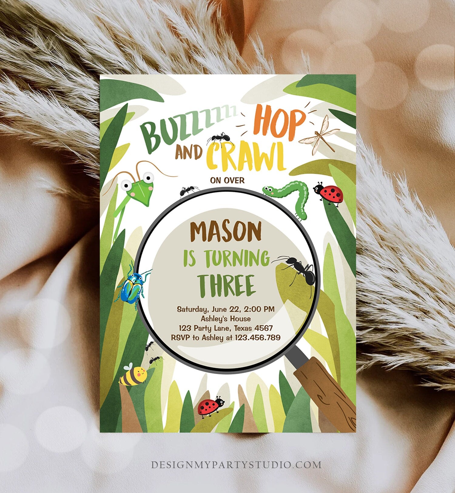 Editable Bug Birthday Invitation Insect Party Bugging Outdoor Garden Bug Hunt Bugs Boy Digital Download Evite Template Printable 0090