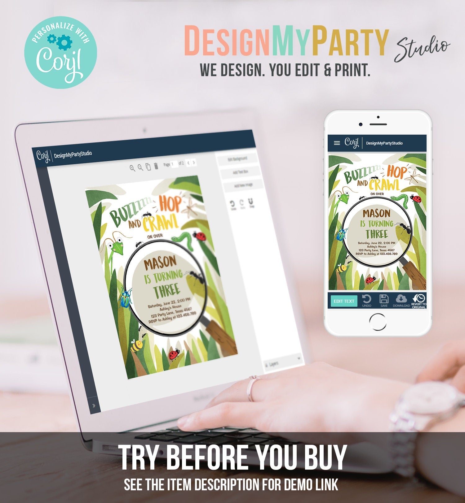 Editable Bug Birthday Invitation Insect Party Bugging Outdoor Garden Bug Hunt Bugs Boy Digital Download Evite Template Printable 0090