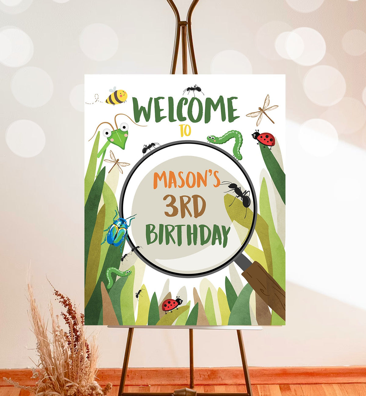 Editable Bug Birthday Welcome Sign Boy Bug Party Outdoor Bug Hunt Birthday Sign Table Sign Bugging Download Corjl Template PRINTABLE 0090