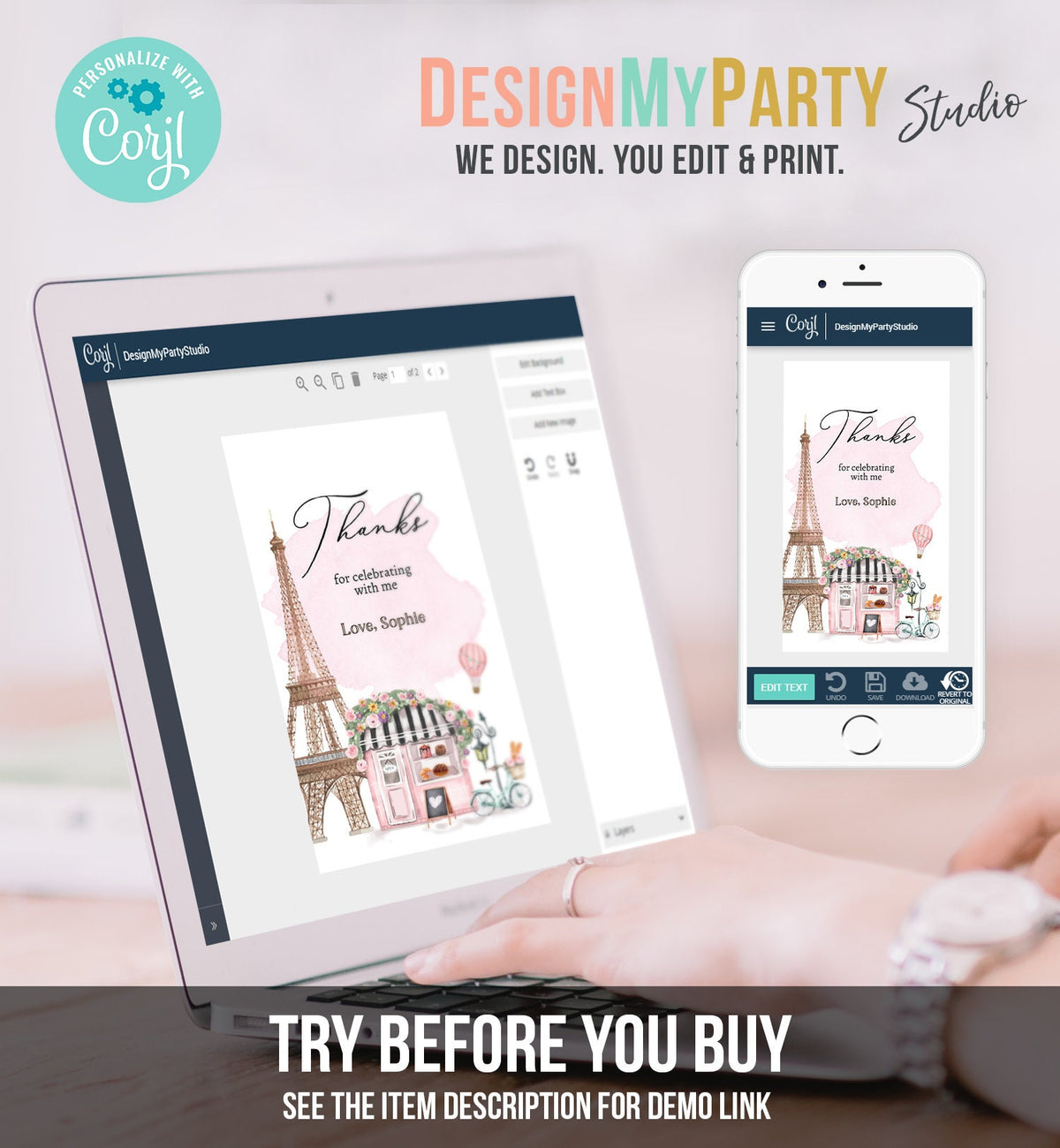 Editable Paris Birthday Favor Tag French Patisserie Parisian Cafe French Baby Shower Gift Floral Tea Party Digital Template Printable 0441