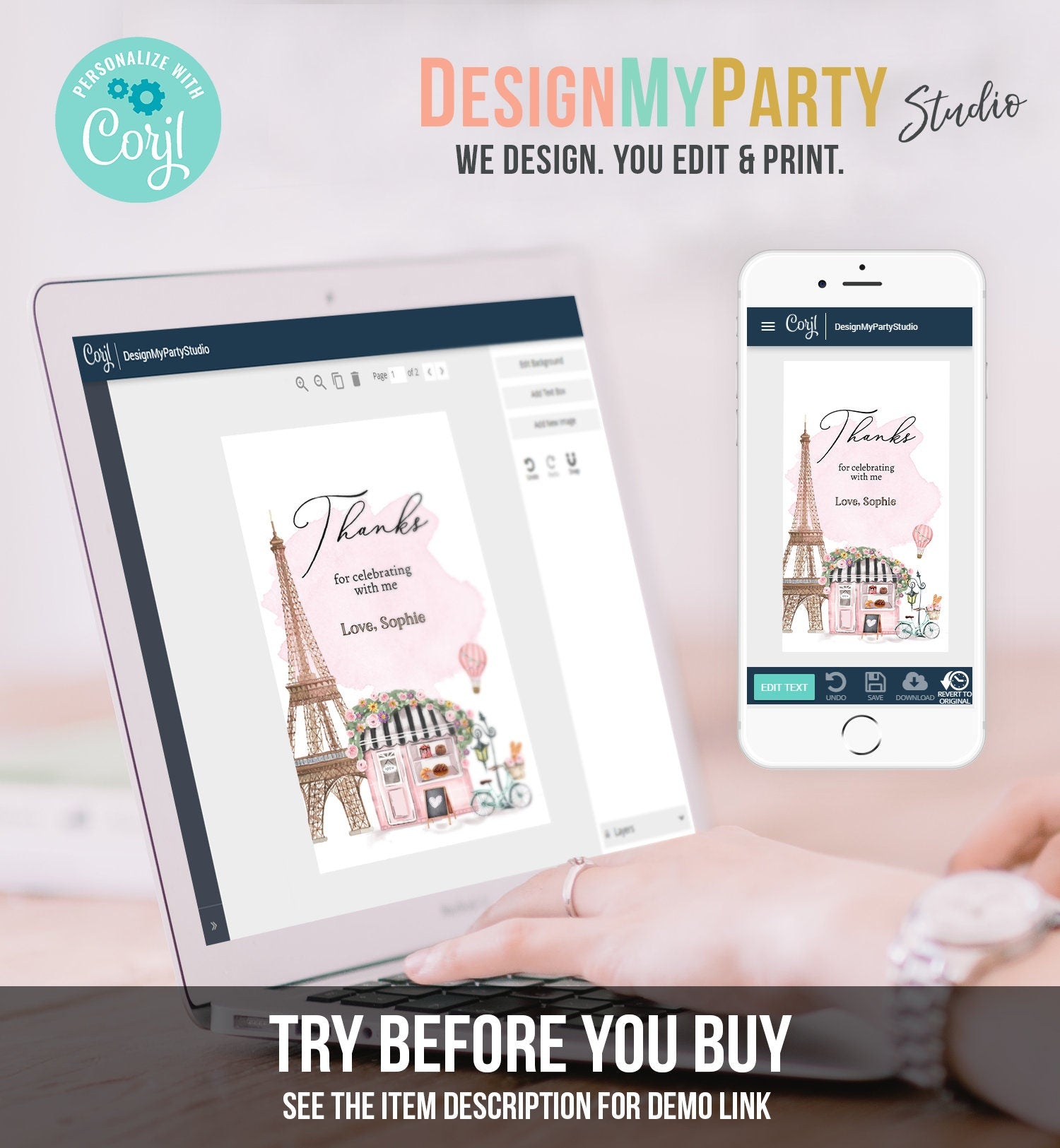 Editable Paris Birthday Favor Tag French Patisserie Parisian Cafe French Baby Shower Gift Floral Tea Party Digital Template Printable 0441