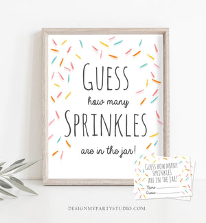 Editable Game Guess How Many Sprinkles Are in the Jar Sprinkle Baby Shower Guessing Game Activity Sweet Candy Template Printable 0216