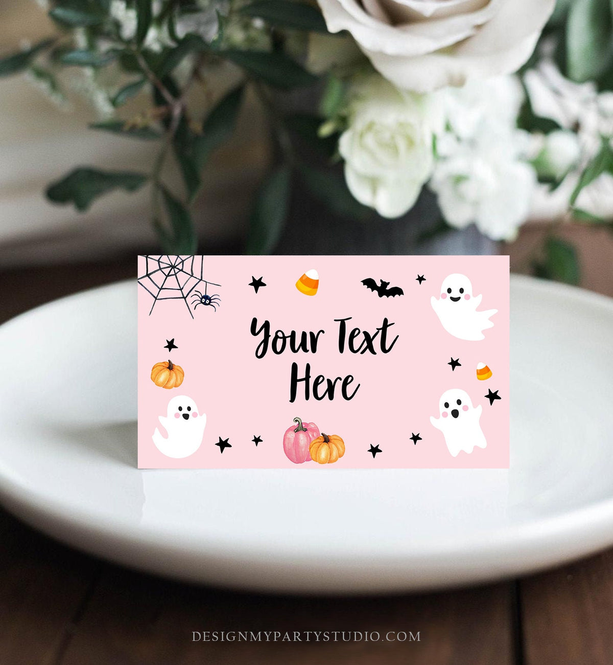 Editable Halloween Food Labels Peek a Boo Halloween Baby Shower Halloween Birthday Party Name Card Party Decor Template Printable 0009 0418