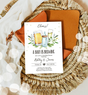 Editable A Baby is Brewing Invitation Bottle and Beers Baby Shower Cheers Coed Couples Shower Download Printable Template Corjl 0190