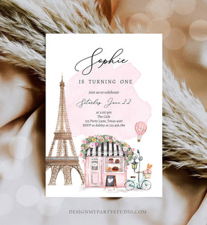 Editable Paris Birthday Invitation French Patisserie Parisian Cafe French Birthday Floral Tea Party Printable Template Corjl Digital 0441