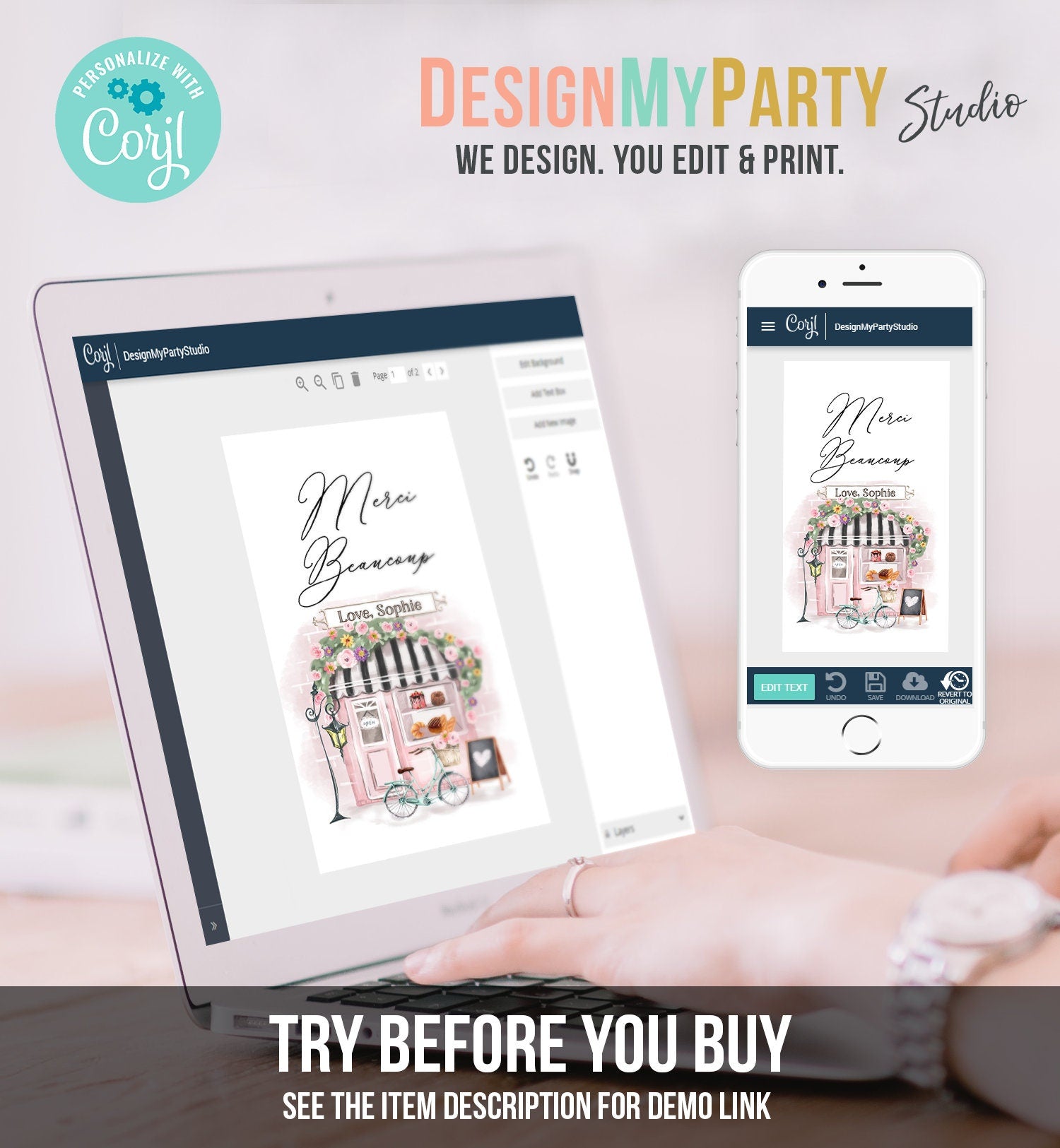 Editable Paris Birthday Favor Tag Merci Beaucoup French Patisserie Parisian Cafe French Baby Shower Gift Tag Digital Corjl Template 0441