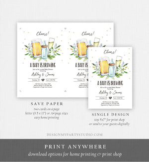 Editable A Baby is Brewing Invitation Bottle and Beers Baby Shower Cheers Coed Couples Shower Download Printable Template Corjl 0190
