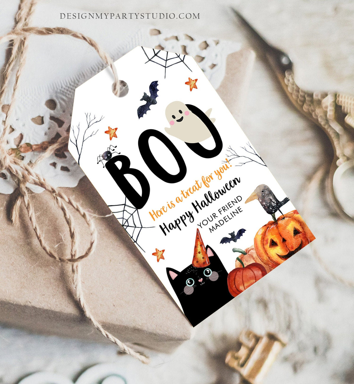 Editable Halloween Favor Tags Boo Gift Tags Costume Party Trick Or Treat Favor Tags Birthday Party Digital Download Template Printable 0261