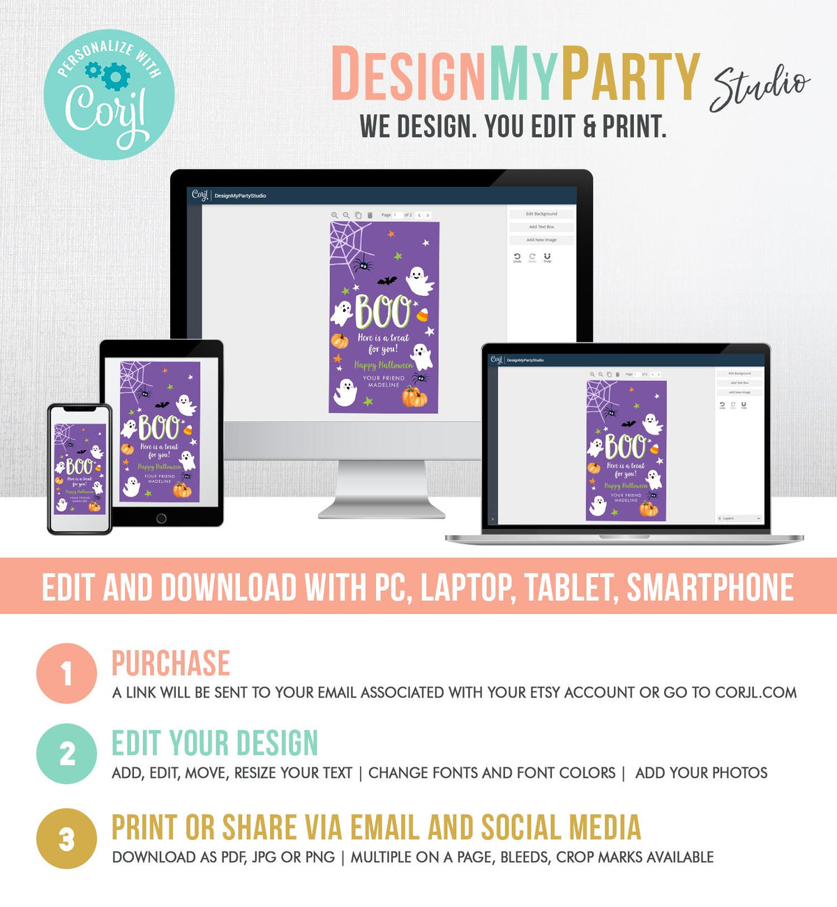 Editable Halloween Favor Tag Boo Gift Tags Costume Party Trick Or Treat Favor Tag Birthday Digital Download Template Printable 0418 0261