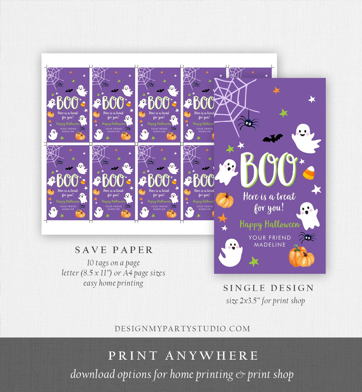Editable Halloween Favor Tag Boo Gift Tags Costume Party Trick Or Treat Favor Tag Birthday Digital Download Template Printable 0418 0261