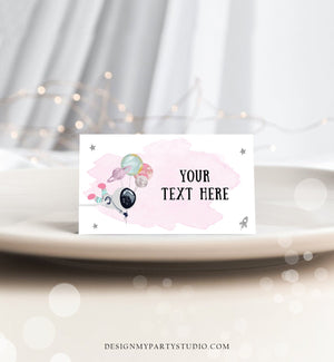 Editable Food Labels Outer Space Astronaut Birthday Galaxy Food Labels Place Card Tent Card Escort Card Girl Pink Silver Corjl Template 0366