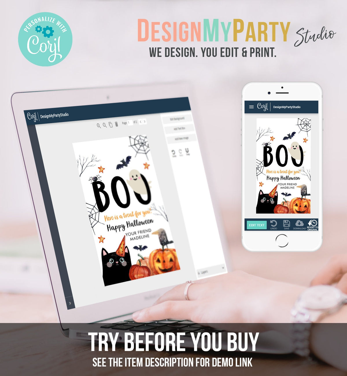 Editable Halloween Favor Tags Boo Gift Tags Costume Party Trick Or Treat Favor Tags Birthday Party Digital Download Template Printable 0261