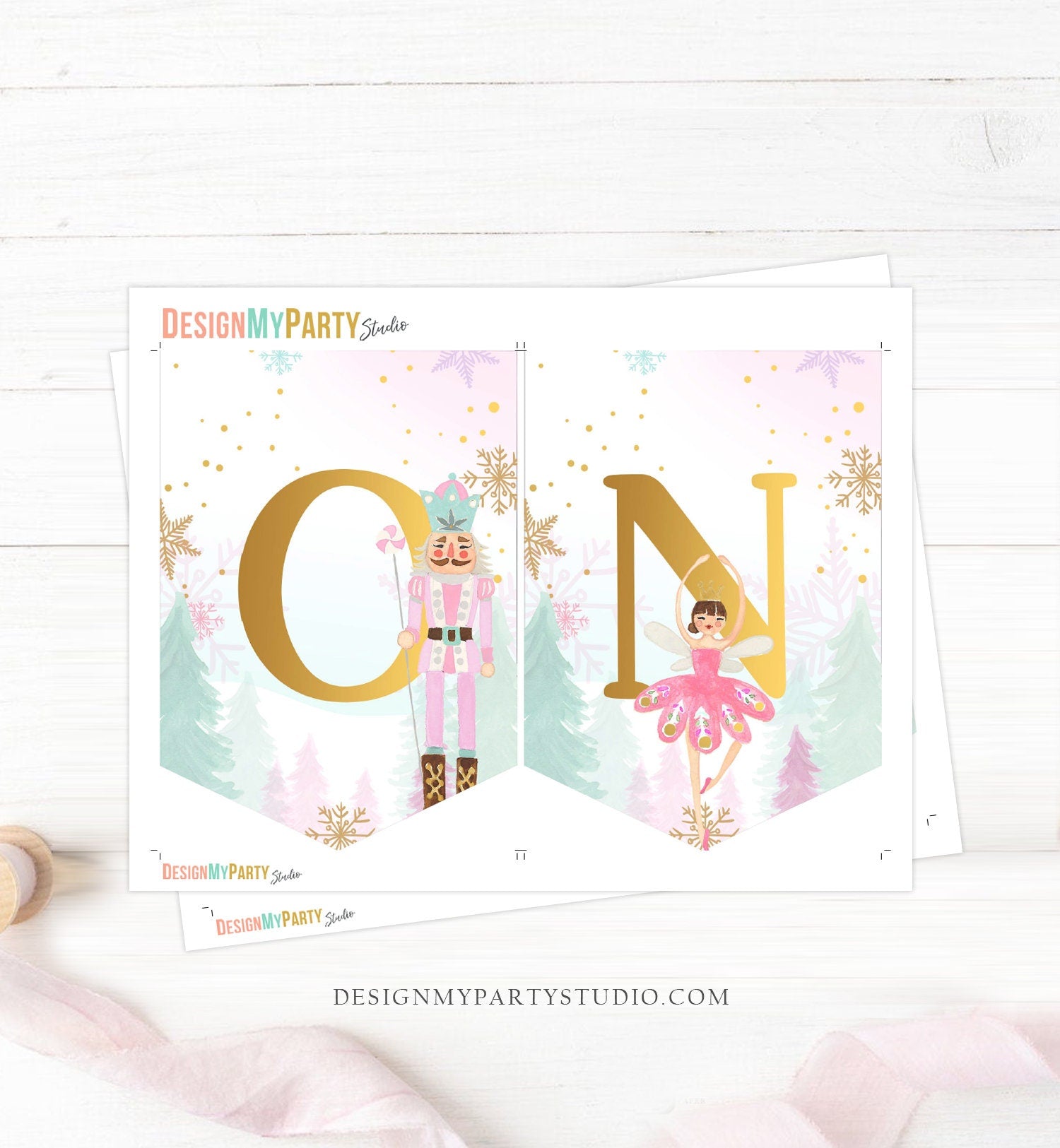 High Chair Banner Nutcracker Birthday Girl Land of Sweets Nutcracker Decor 1st First Magical Winter Sugar Plum Fairy Digital Printable 0352