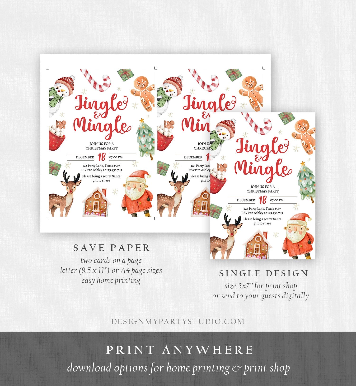 Editable Christmas Party Invitation Kids Christmas Invite Holiday Part - Design My Party Studio editable-christmas-party-invitation-kids-christmas-invite-holiday-part-design-my-party-studio