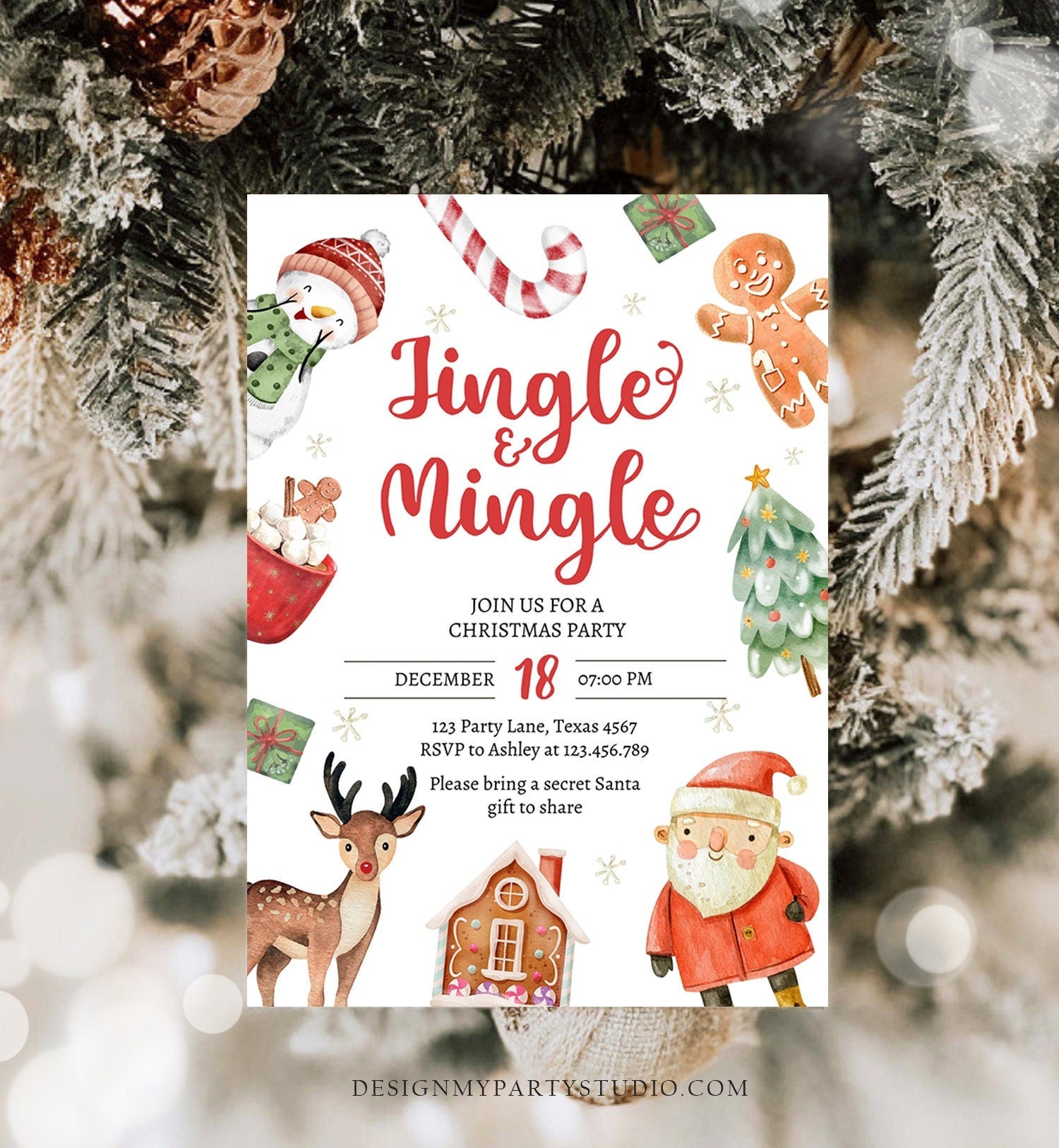 Editable Christmas Party Invitation Kids Christmas Invite Holiday Part - Design My Party Studio editable-christmas-party-invitation-kids-christmas-invite-holiday-part-design-my-party-studio