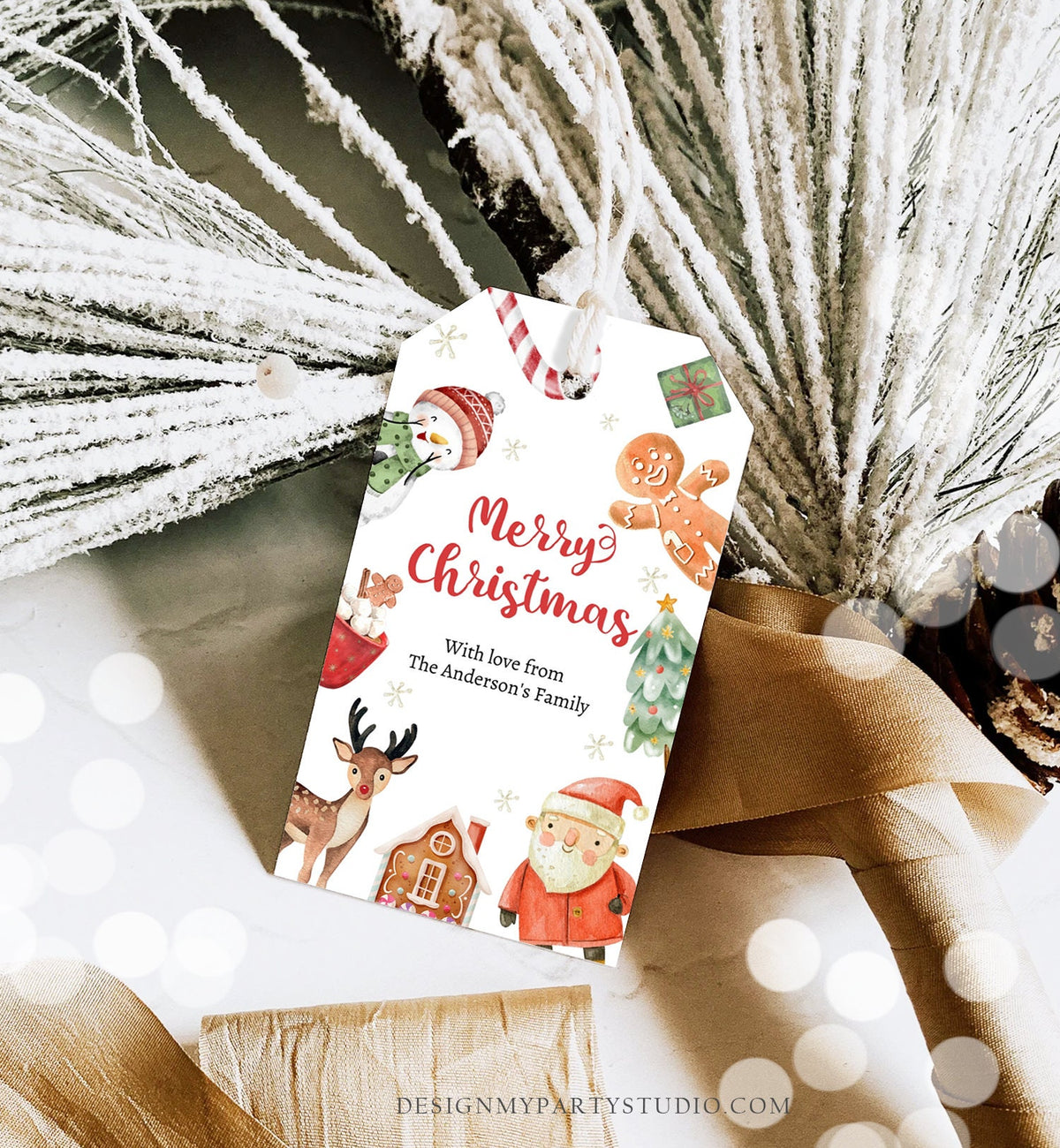 Editable Christmas Favor Tags Holiday Gift Tags Merry Christmas Party Santa Holiday Labels Download Printable Template Corjl 0443 0445