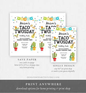 Editable Taco Twosday Invitation Mexican Twosday Birthday Fiesta 2nd Birthday Boy Fiesta Two Download Printable Invite Template Corjl 0161