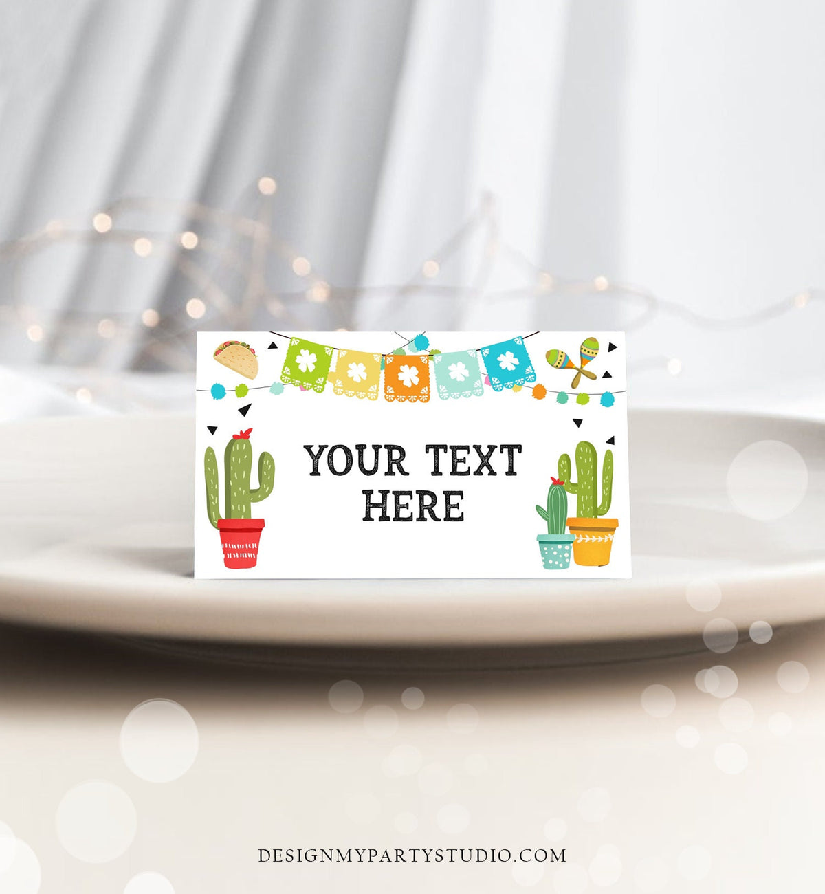 Editable Fiesta Taco Food Labels Fiesta Party Place Card Tent Card Birthday Baby Shower Mexican Fiesta Cactus Decor Template Printable 0161