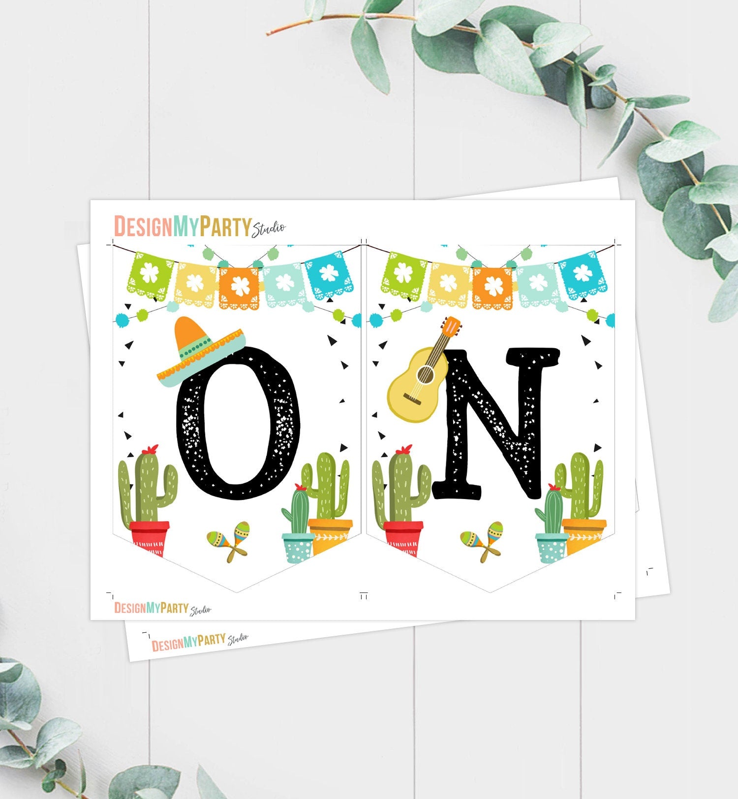 Fiesta High Chair Banner Fiesta 1st First Birthday Boy High Chair ONE Banner Mexican Party Decor Cactus Digital Download Printable 0161