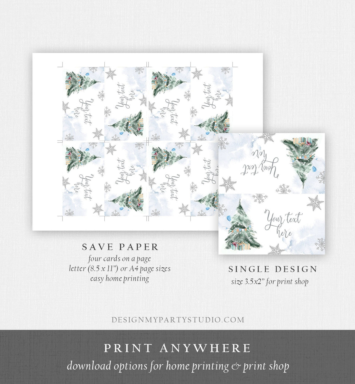 Editable Winter Onederland Birthday Food Tent Cards Winter Tree Labels Boy Christmas Party Place Cards Snow Digital Template Printable 0363