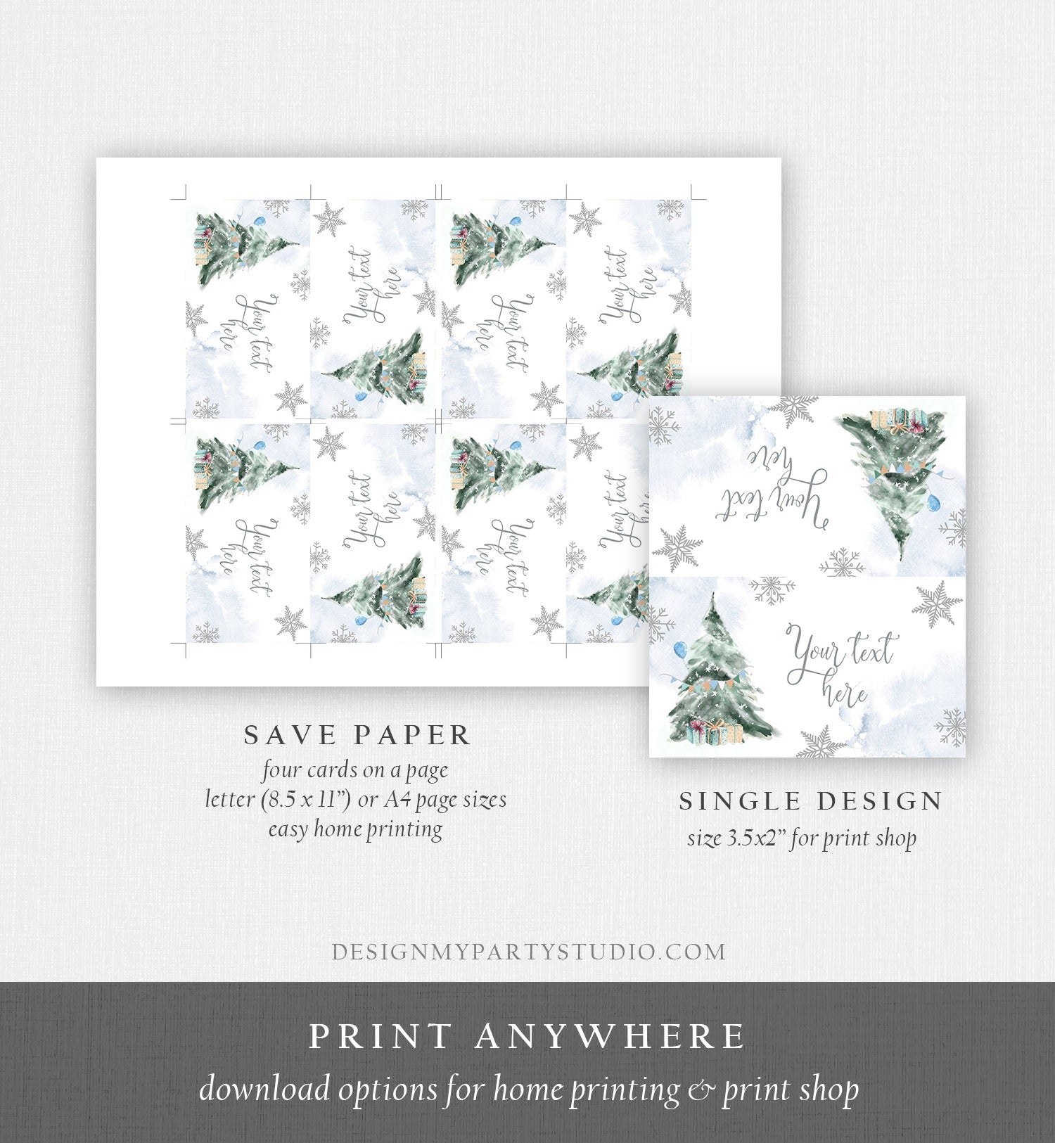 Editable Winter Onederland Birthday Food Tent Cards Winter Tree Labels Boy Christmas Party Place Cards Snow Digital Template Printable 0363